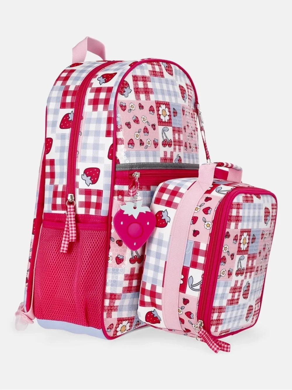 Pink Strawberry Patch Kids Backpack Set W